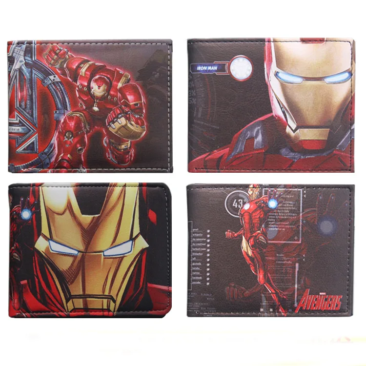 Мультфильм Аниме Железный человек кошелек carteira Marvel Comics Железный человек юбилей кошелек доллар цена подарок дети мальчик девочка кожаные кошельки