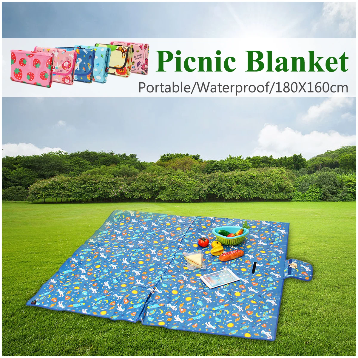 180 x 160cm Waterproof Folding Picnic Mat Outdoor Camping Beach