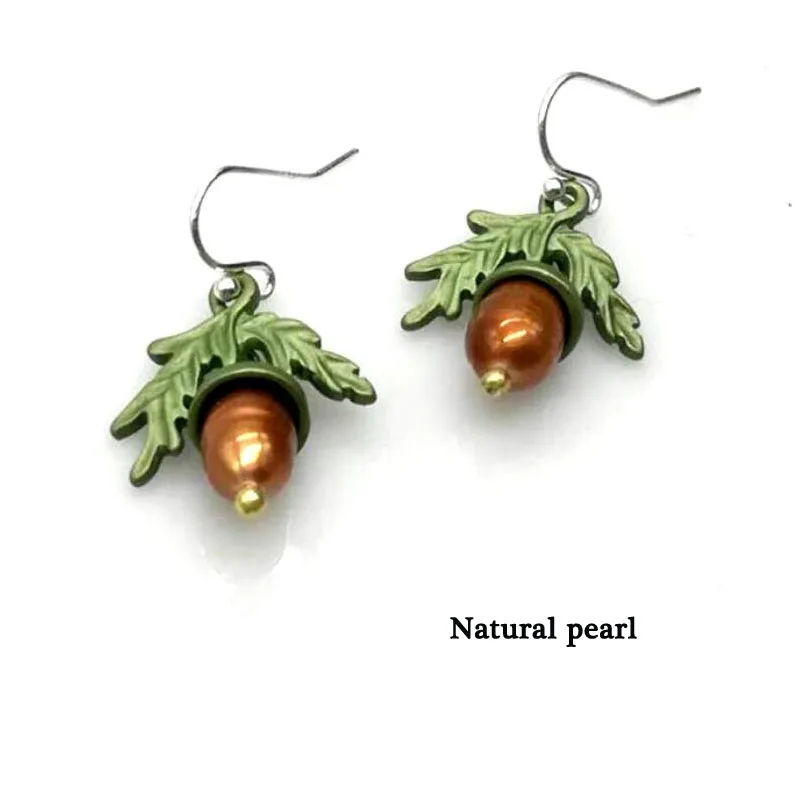 CSxjd ювелирные изделия из старинных серег желудь жемчужные серьги - Metal Color: Natural pearl