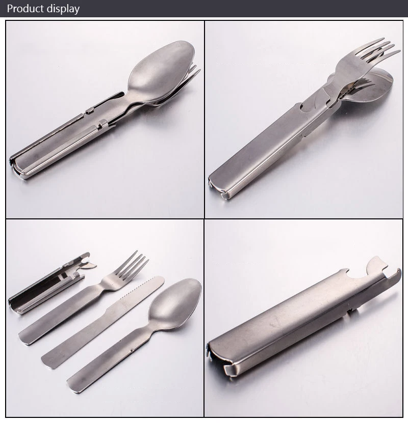 Трехполярная портативная посуда для путешествий, набор посуды из нержавеющей стали, Походный нож, вилка, ложка для кемпинга, посуда, оборудование