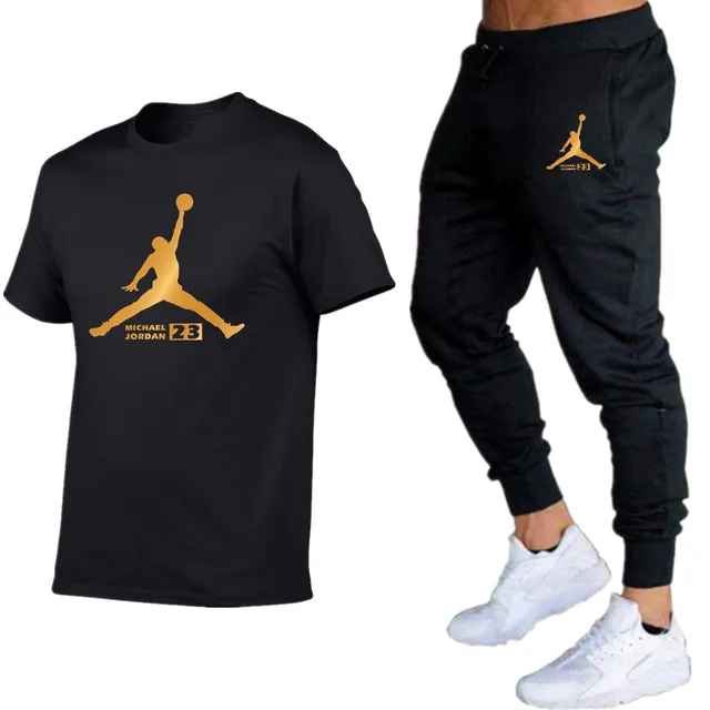 Quality Brand Men's Sets Jordan 23 T Shirts+pants men Brand clothing Two piece suit tracksuit