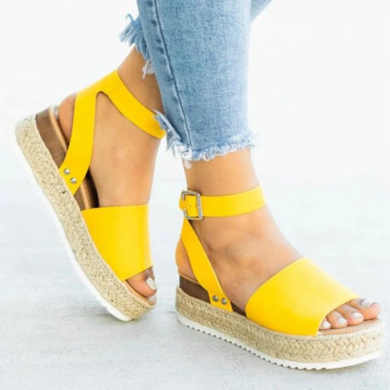 My Heat Womens Casual Cotton and Linen Trim Rubber Sole Flatform Studded Wedge Buckle Ankle Strap Open Toe Sandals My Heat Womens Casual Cotton and Linen Trim Rubber Sole Flatform Studded Wedge Buckle Ankle Strap Open Toe Sandals