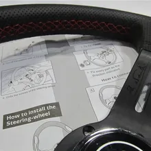 ND кожаный руль 330 мм черный руль черный алюминиевый спиц красный строчка 13 дюймов