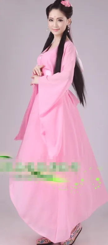 Для женщин kong fu косплей костюм феи Hanfu одежда китайское традиционное древнее платье танцевальная сценическая Ткань Классический nv белый костюм