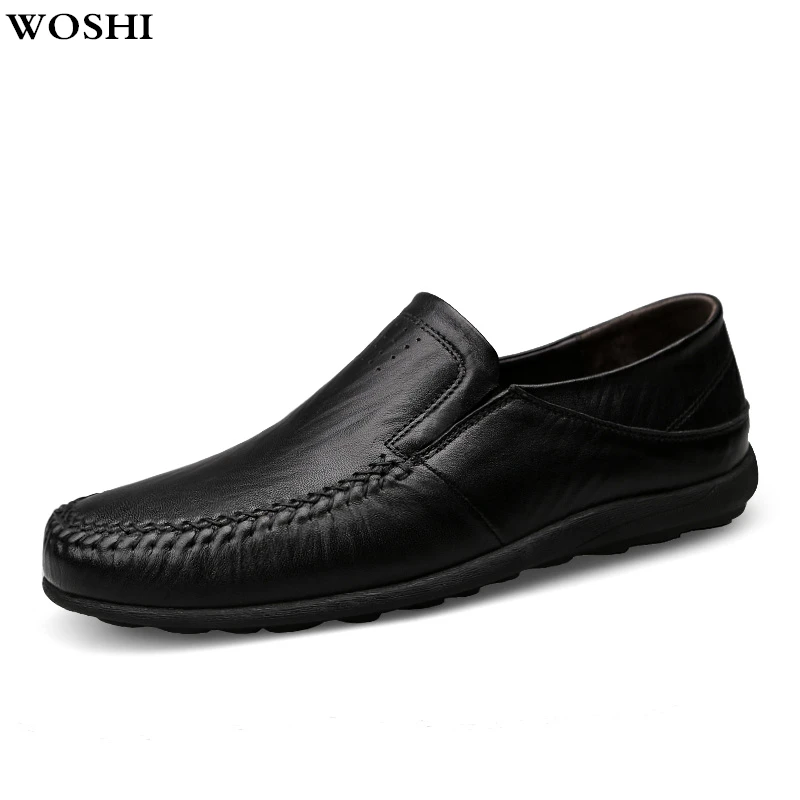 

genuine Leather Men shoes outdoor Loafers Great high Quality handmade sewing soft cow Leather Men Flat Shoes size 38-46 L4