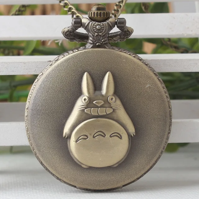 Retro Bronze Cute TOTORO Desgin Pocket Watch Famous Movie Totoro Quartz Pocket W Retro Bronze Cute TOTORO Desgin Pocket Watch Famous Movie Totoro Quartz Pocket W