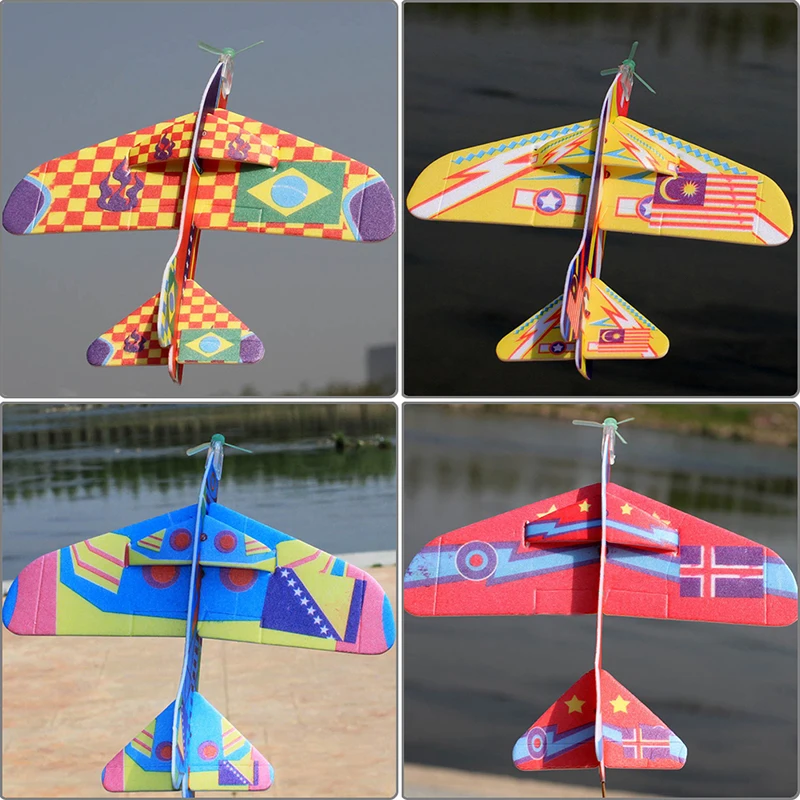 2018 New 1PC 22cm Hand Throw Flying Aircraft Foam Paper Airplane Model Glider Planes Interactive Toys For Children