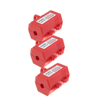 

3 Pcs Plug Lockout, Red, for 0.7in Cord Dia. and 0.28in Padlock Shackle Dia.