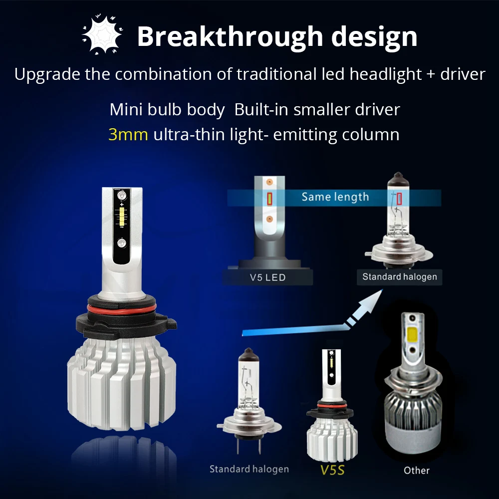 2X V5S, H1, H4, H7, H8, H15, HB3, HB4, 9004 шт., X, 26 Вт, фара противотуманная, автомобильная, светодиодная, 50 Вт, 6000 лм, лампа дальнего ближнего света, автомобильная, мобильная лампа, К, DC 12 В