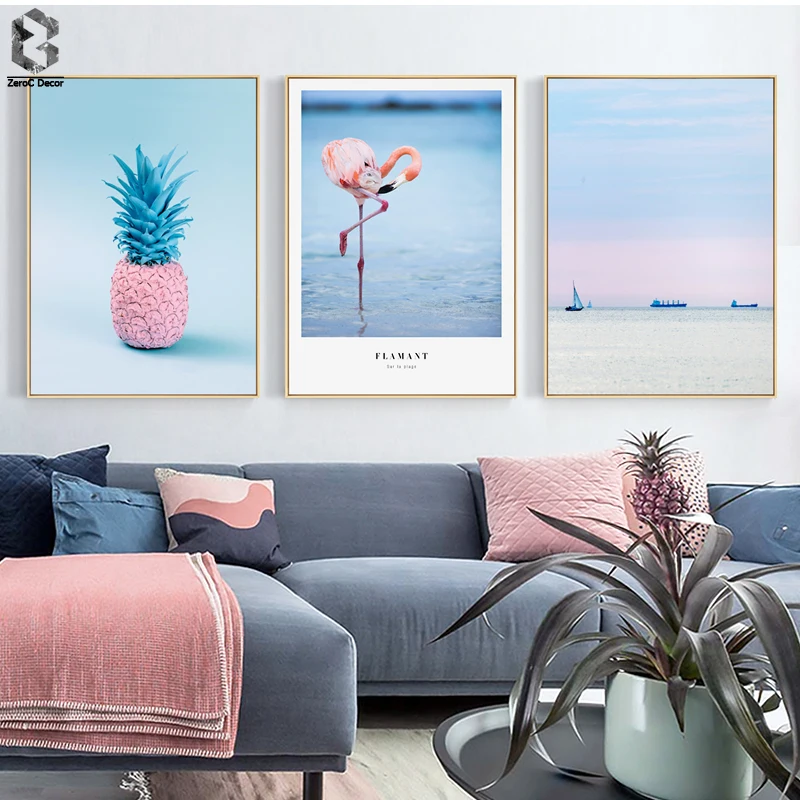 

Nordic Modern Posters And Prints Wall Art Canvas Painting Pink Girl Room Wall Pictures For bedroom Scandinavian Decoration