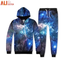Galaxy космический Принт 3d толстовки Брюки Мужская мода толстовка с брюками спортивный костюм 2 шт. костюм Спортивная одежда Hombre пуловер комплект