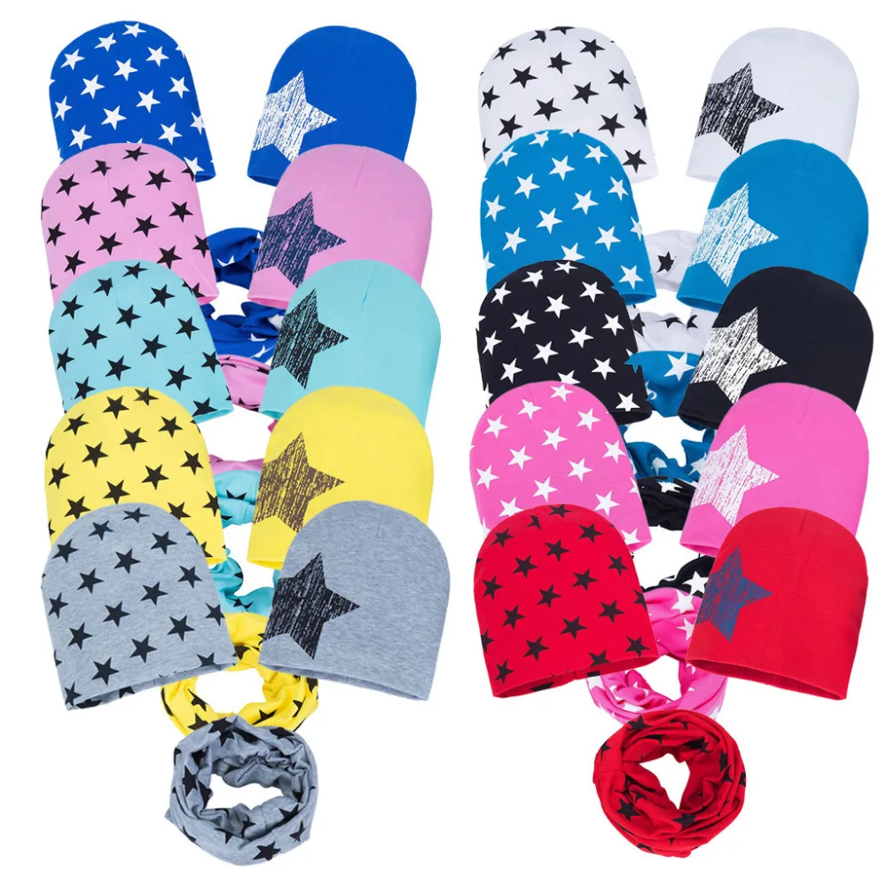 

Spring baby star hat color printing star baby peas boy girl cotton knit hat children winter hat lowest priceFF4