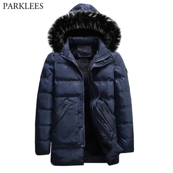 

Fashion Winter Parka Men Thicken Cotton Padded Jacket 2018 Brand New Warm Fur Collar Jackets and Coats Parka Fourrure Homme XXXL