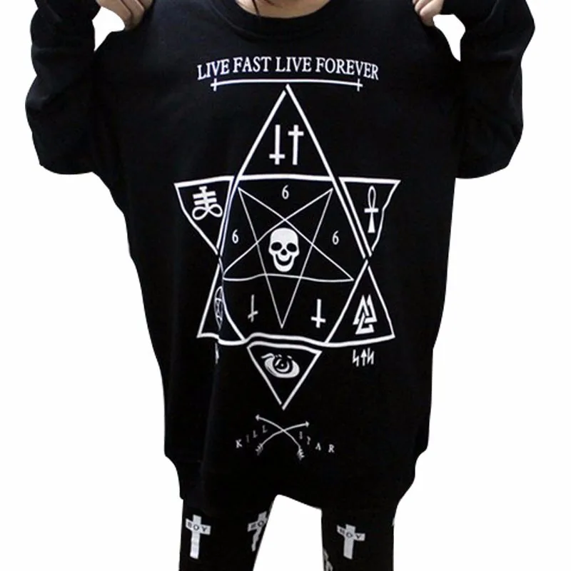  Fashion new casual six-pointed star pattern print long-sleeved round neck pullover sweatshirts