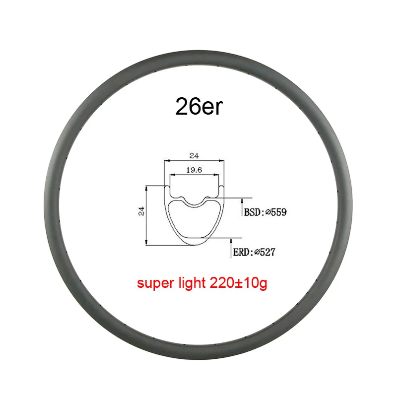 Супер легкий 220 г 26er 24 мм x 24 мм горный или Кроссовый велосипед бескамерная клинчерная покрышка углеродный обод UD МАТОВЫЕ глянцевые Кросс Кантри горный велосипед 24 28 32 отверстия