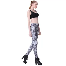 Эластичные повседневные штаны с 3D Цифровым принтом черепа и скрещенных костей женские Леггинсы 7 размеров одежда для фитнеса