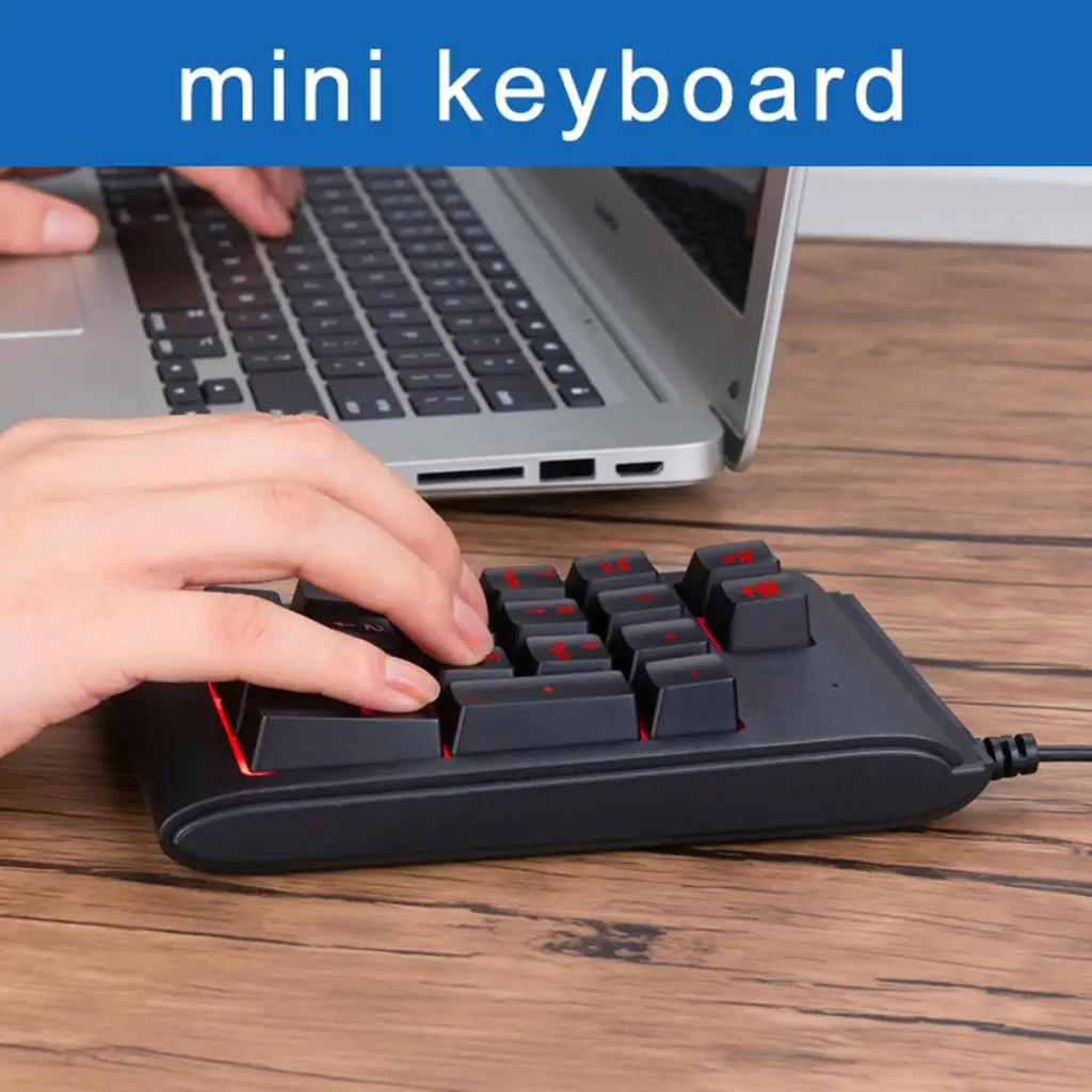 USB 19 Keys Number Pad Mini Numeric Keypad Keyboard Backlight For Laptop