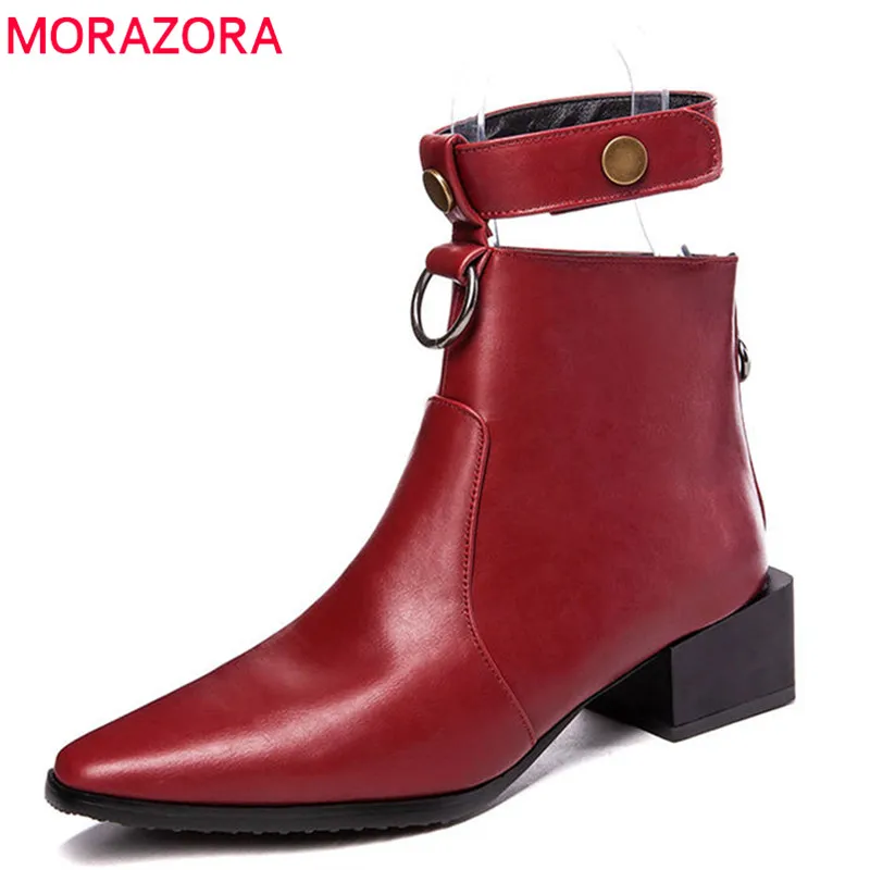 

MORAZORA 2018 big size 34-48 ankle boots for women pointed toe autumn winter boots simple zipper fashion dress shoes woman