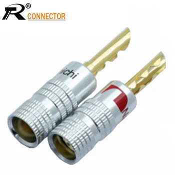 

10pcs/lot BFA 4MM Banana Male Plug Connector Sawtooth Plug Copper 24K Gold Plated Speaker plug Audio Connector 5Pairs Red+Black