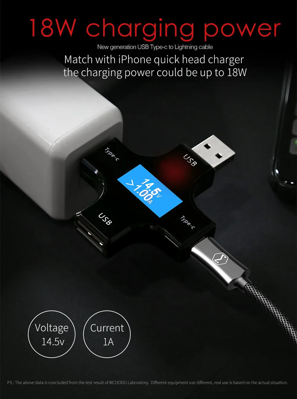 Mcdodo USB C PD 18 Вт Кабель для быстрой зарядки type C для Lightning 2A зарядное устройство для передачи данных USB-C для iPhone XR XS Max X PD ISO 12 кабель