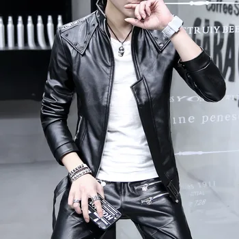

Spring Men's Leather Suit Teenager Motorcycle Leather Jacket Men's Student