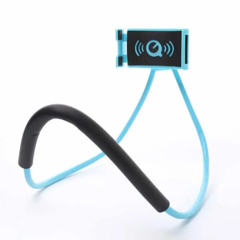 Гибкий держатель для мобильного телефона, висящий на шее, ленивое ожерелье, кронштейн, держатель для смартфона, подставка для iphone, Xiaomi - Цвет: blue