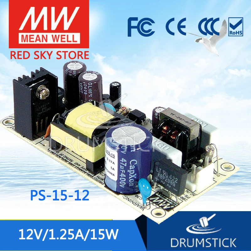 

MEAN WELL PS-15-12 12V 1.25A meanwell PS-15 12V 15W Single Output Switching Power Supply