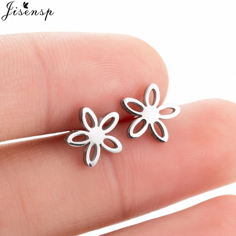 Jisensp романтический маленький цветок, нержавеющая сталь серьги гвоздики для девочек золотые серьги Модные ювелирные изделия цветок букле D'oreille