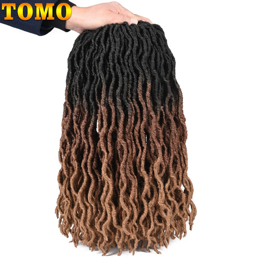 TOMO 18 Inch Ombre Blond Faux Locs кудрявязаный крючком ные косы 24 пряди синтетические вьющиеся волосы Kanekalon плетение наращивание волос