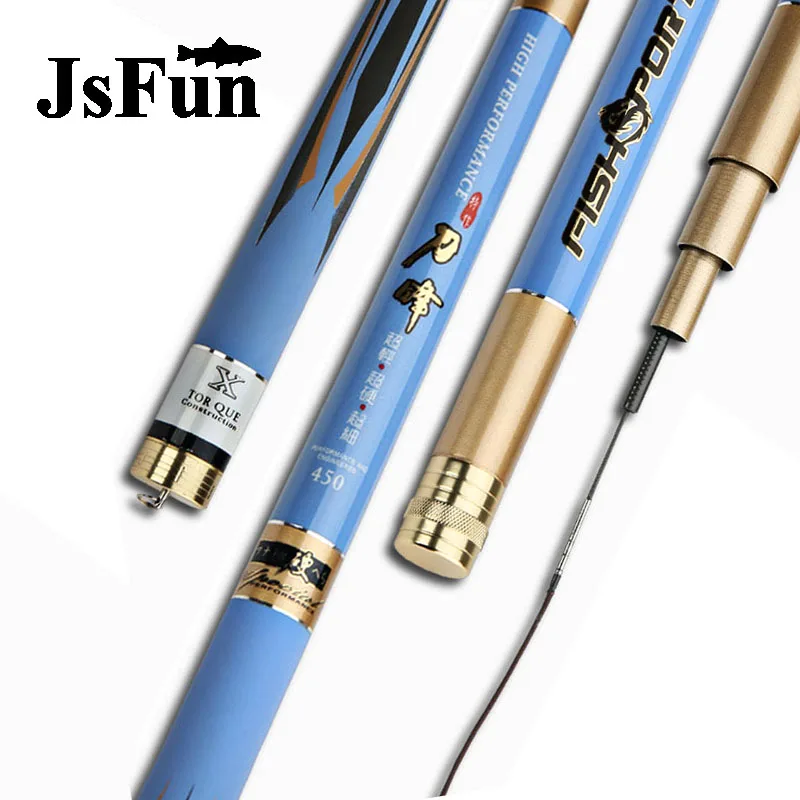 

JSFUN Taiwan Fishing Rod 3.6M 4.5m 5.4M 6.3M Fishing Pole 108cm Carbon Telescopic Fishing Rod Hand Rod Superhard fg008