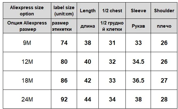 rose jacket size chart only