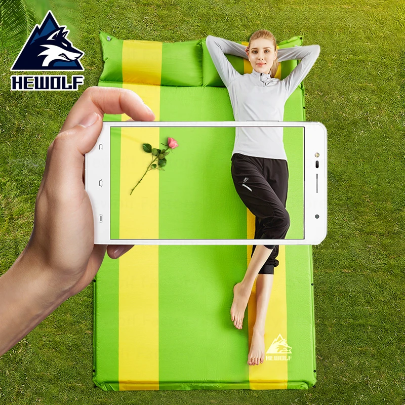 Hewolf Outdoor Camping Mat Double Persons Automatic Inflatable Urltralight Portable Widening Dampproof Tent With Pillows | Спорт и