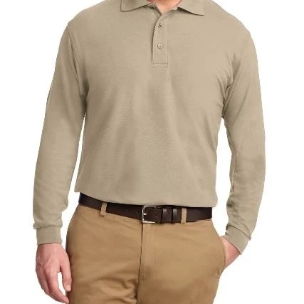 Port Authority K500LS Mens Long Sleeve Silk Touch Polo T-Shirt Stone - Medium (1)