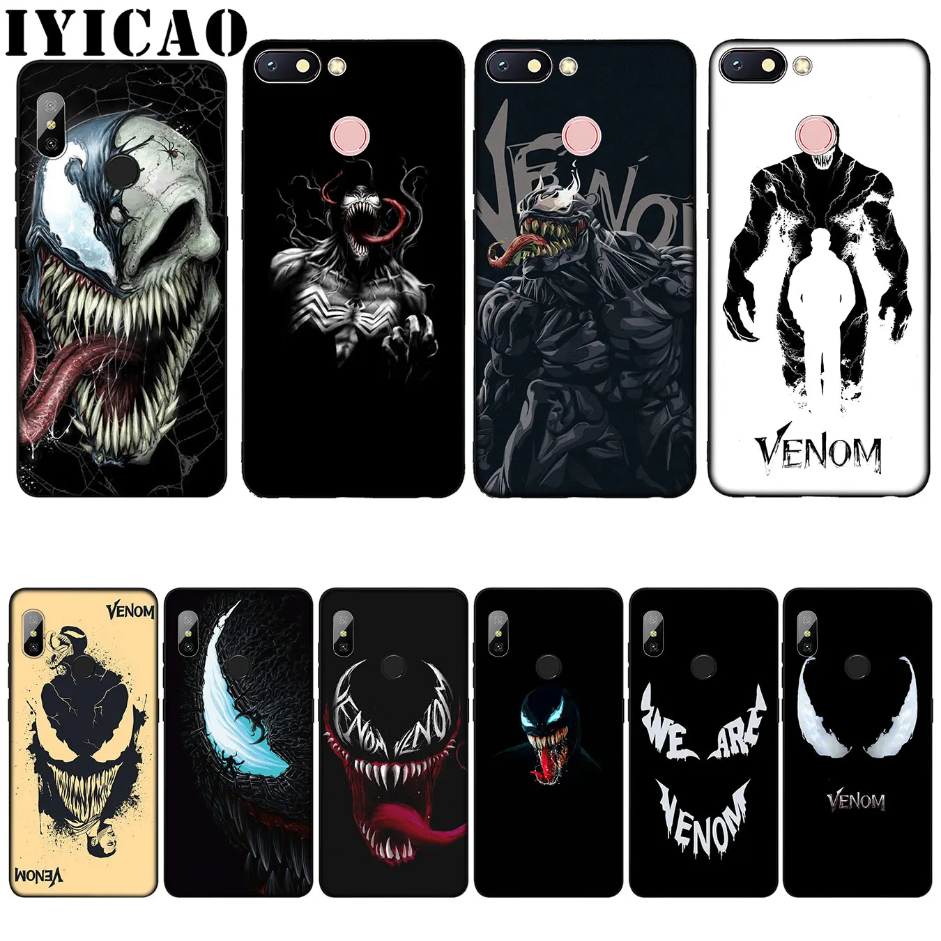 IYICAO Venom простой силиконовый мягкий чехол для Xiaomi Redmi 6A 5A Note 7 4X5 Plus 6 Pro черный из ТПУ |