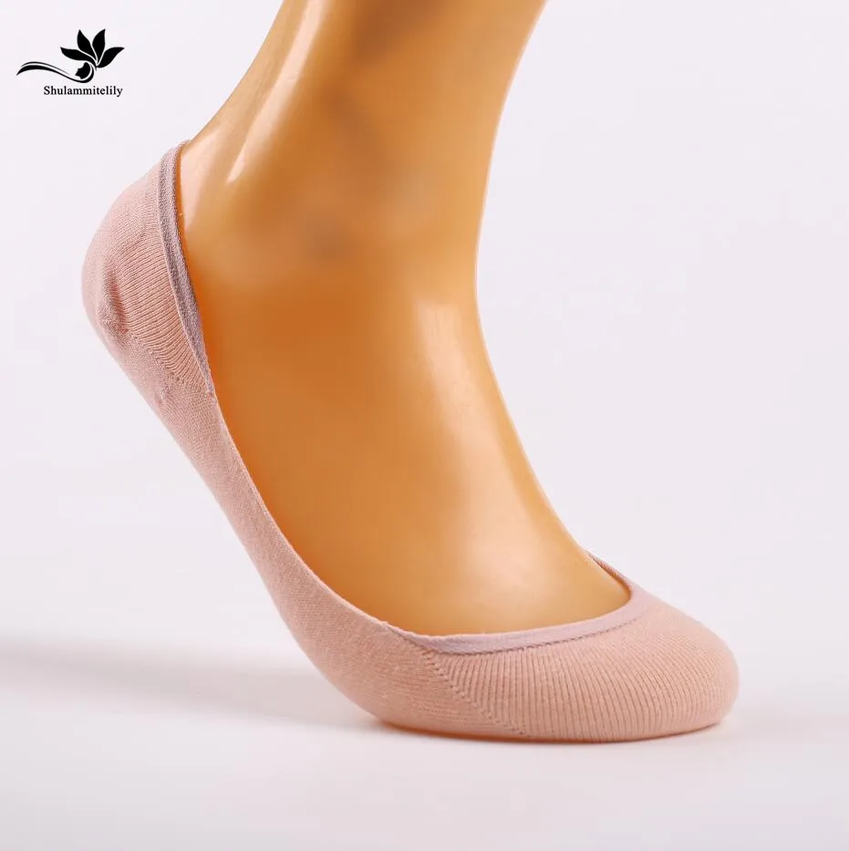 10 шт. = 5 пар/лот конфеты цвета бамбуковое волокно хлопок женские носки до щиколотки супер невидимые носки нескользящие женские носки