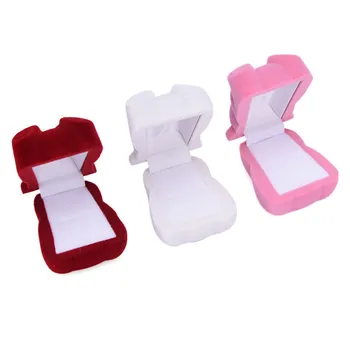 

1 pc Wedding Ring Velvet Bowknot Bear Ring Earring Bracelet Jewelry Display Box Case Valentine's Day Gift Organizer