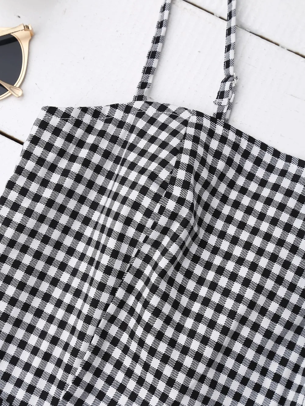 AZULINA Plaid Dress Sleeveless Checked Slip Back Zipper Mini Sun Dress Beach Women Casual Sexy Robe Femme Ladies Dresses Vestido 10