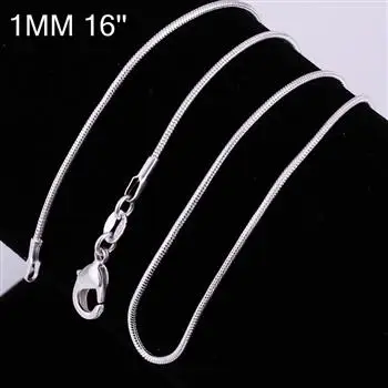 

CN1 1mm snake chain necklace,Wholesale lots 100 pcs S925 sterling Silver color jewelry necklaces Fashion jewelry