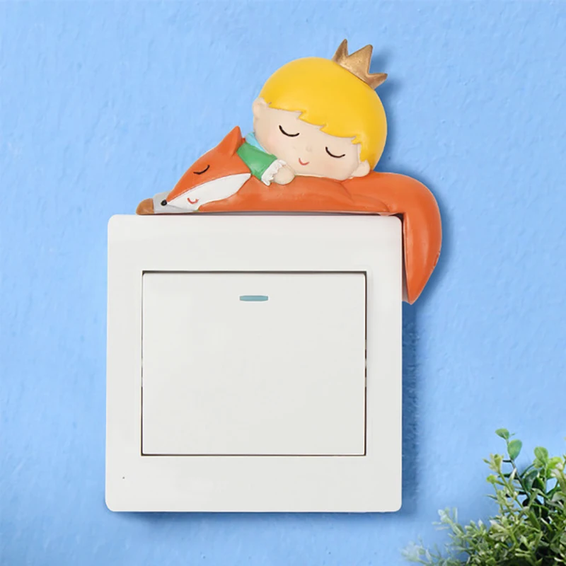 

1pc The Little Prince Switch Sticker Le Petit Prince Wall Decor Miniature Resin Cartoon Home Light Switch Decor Decals