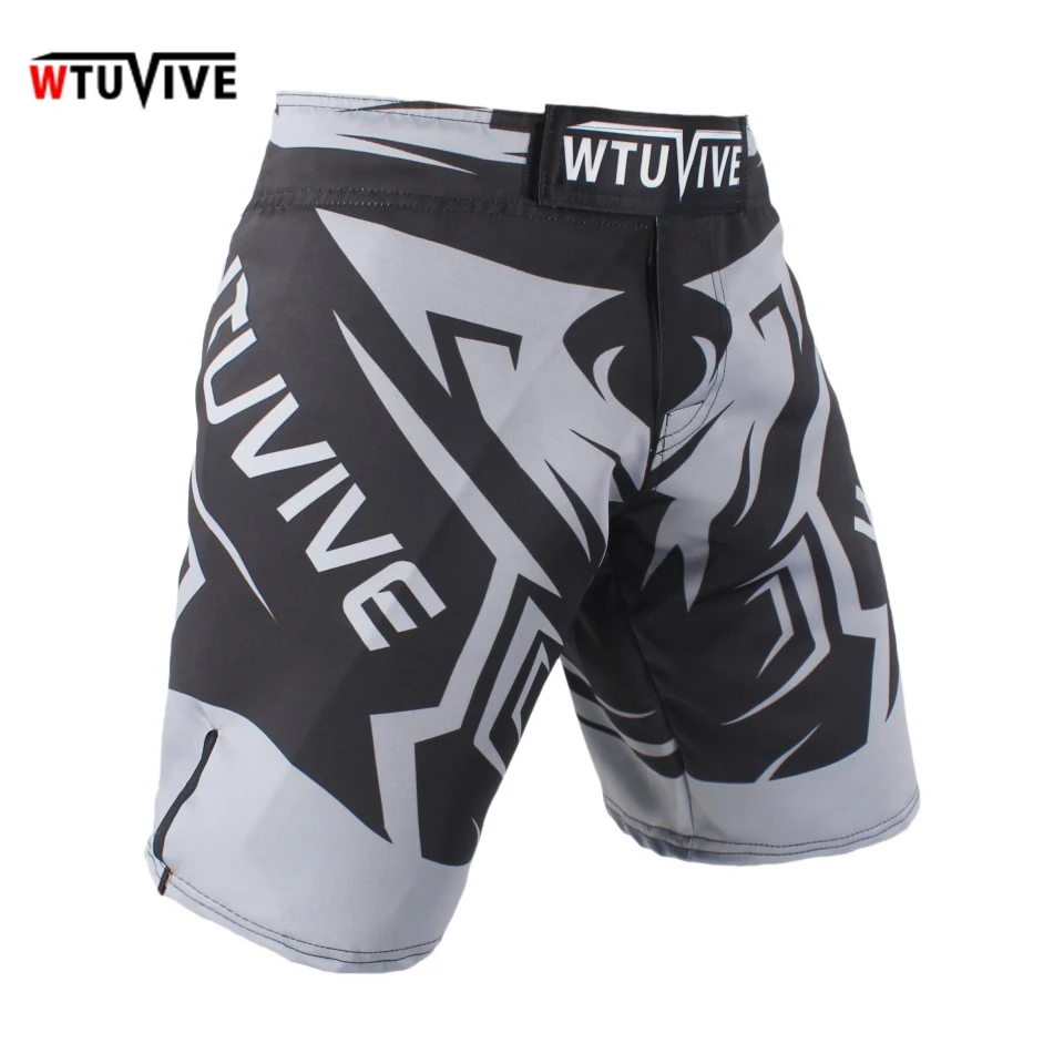 

WTUVIVE Men's gray sharp combat sports breathable fitness boxing shorts Tiger Muay Thai boxing clothing mma shorts short mma