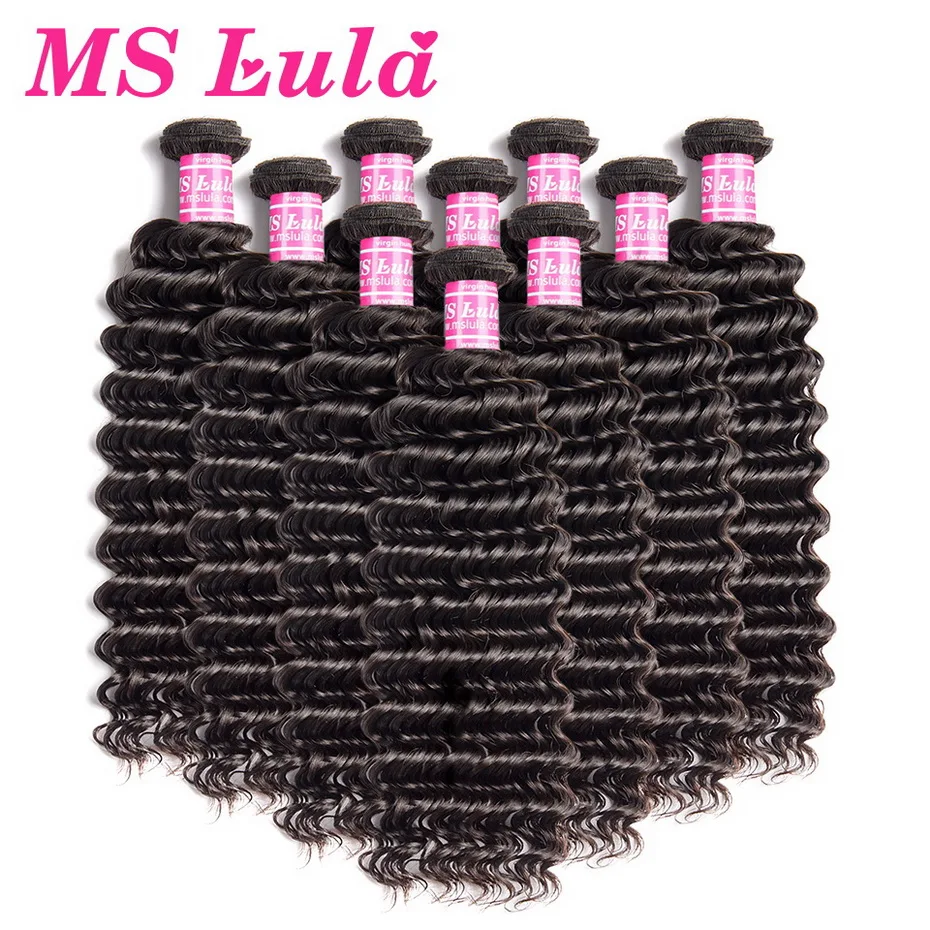 MS Lula Hair 10 Bundles Brazilian Deep Wave 100 Human Remy Hair Weft