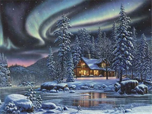 HUACAN 5D DIY алмазная живопись зимний Снежный пейзаж полная квадратная дрель Алмазная вышивка картина Стразы - Цвет: FV3825