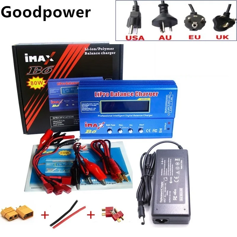 

HTRC iMAX B6 80W 6A Battery Charger Lipo NiMh Li-ion Ni-Cd Digital RC IMAX B6 Lipro Balance Charger Discharger + 15V 6A Adapter
