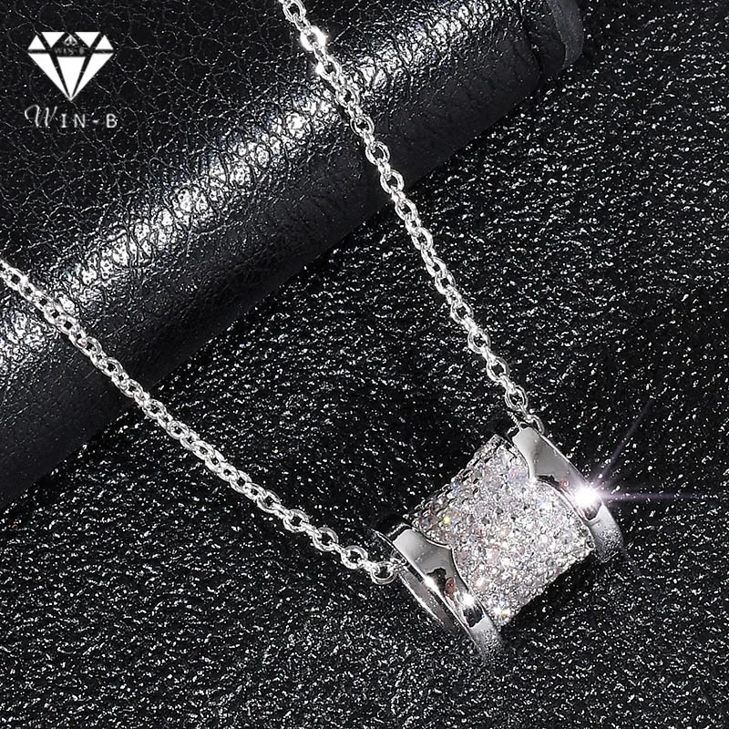 

WIN-B Crystal Silver Round Mbox Geometric Pendant Necklace Shiny Chain Necklstar Drop-shaped pendant necklace Women Party Dress