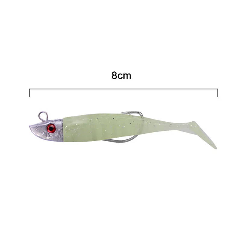 High Quality 2 Replacement Lure Jigging Soft Bait Fishing Lures 8cm 8.5g DIY Head Jig Fish T Tail Sea Bass Lure Fishing Tackle