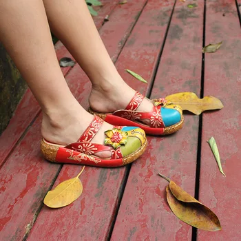 

summer sandals genuine leather shoes women thick heel platform sandals for women slippers ethnic flat sandals flip flop