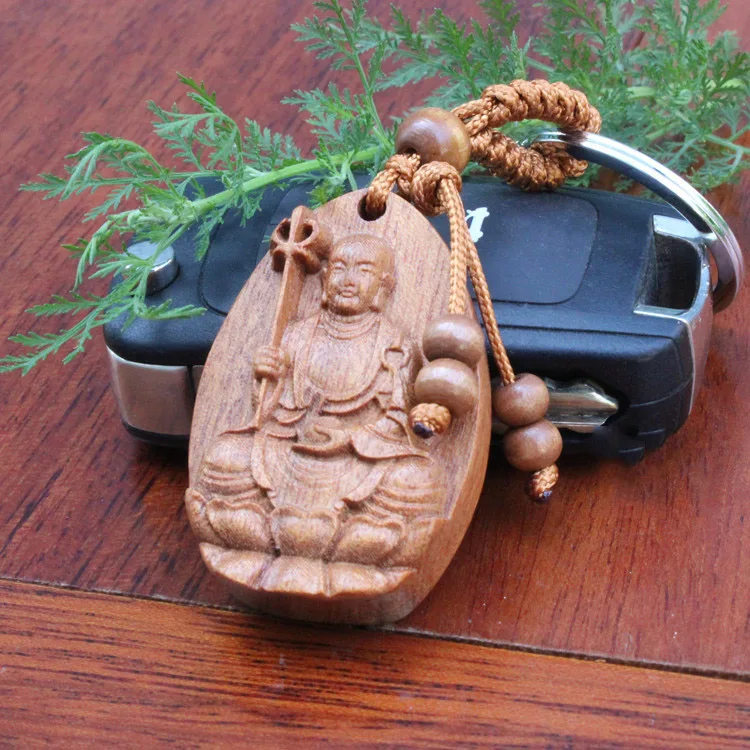1 шт. резной деревянный брелок для ключей в виде Будды Tang's monk
