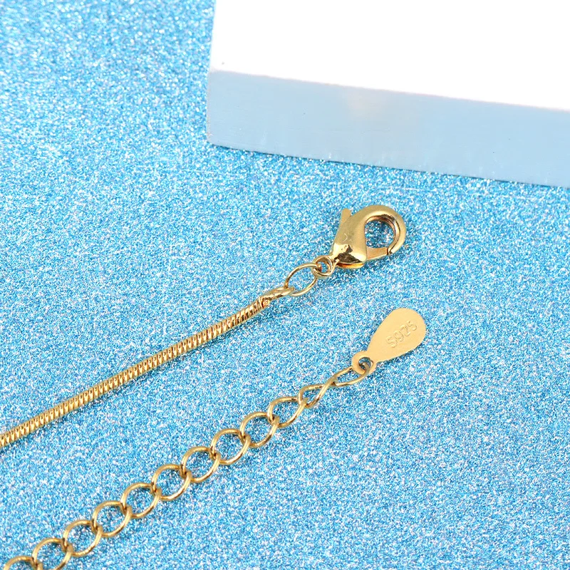 Ожерелье из стерлингового серебра 925 пробы покрытое 24K золото, змея кости ожерелье s& Подвески для женщин ювелирные изделия Collares VNS8028