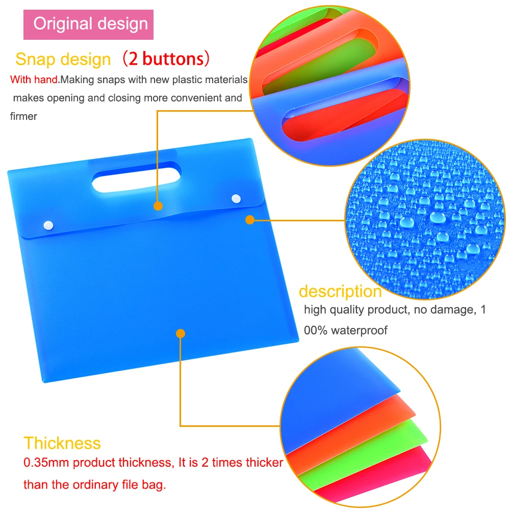 4 шт./компл. Бесплатная доставка A4 размеры с ручной пластик документ сумка папки для файлов подачи бумага хранения Офис Школьные