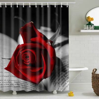 Сексуальная Красная роза новая занавеска для душа красочная Экологичная полиэфирная Высококачественная моющийся ванный Декор занавеска для душа 1 шт - Цвет: TZ160934